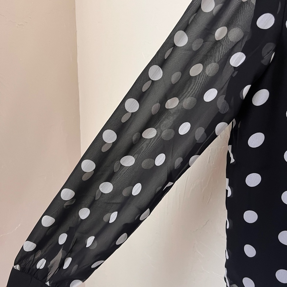 Walter Baker Duchess black polka dot neck tie top size S - Picture 9 of 10